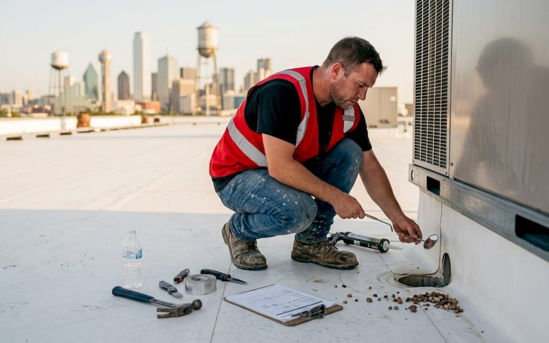 Flat roof drainage solutions workflow for Texas property managers