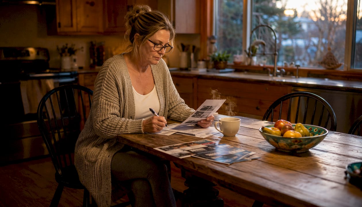 Homeowner reviewing roofing cost estimates