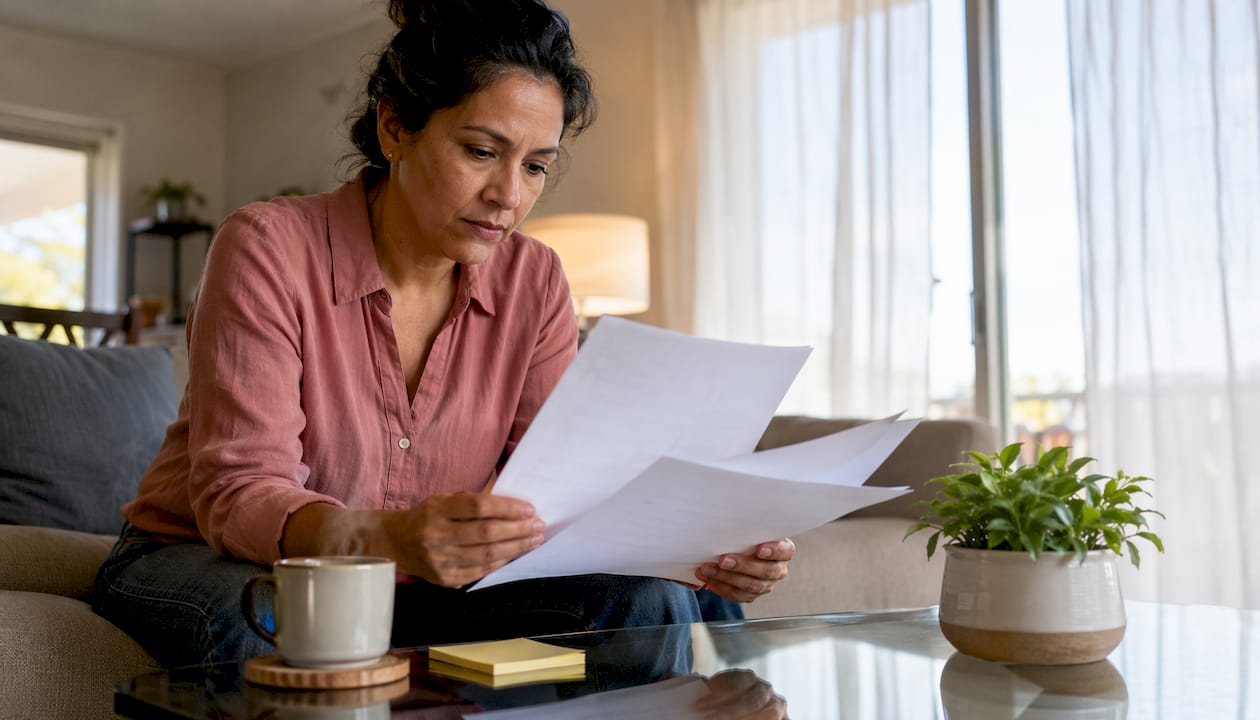 Homeowner reviewing roofing estimates